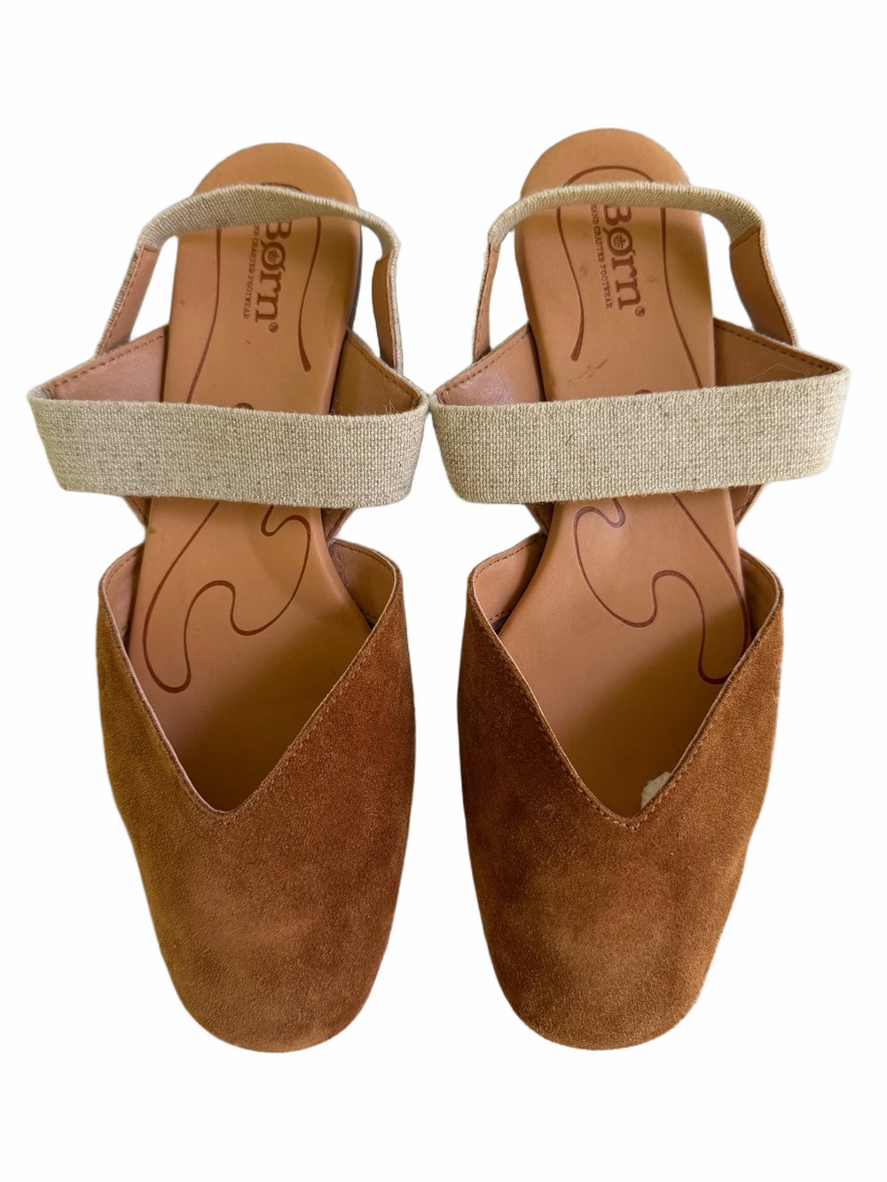 BORN Coco Slingback Camel Tan Suede Leather Sandals ComfortFlats Size 10 EUC - Picture 4 of 14